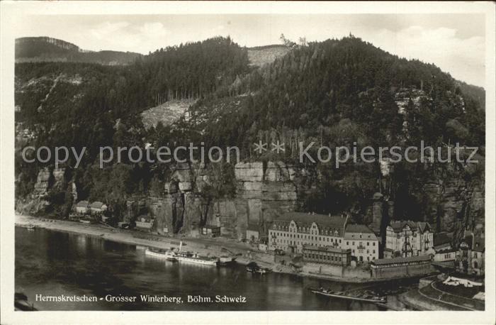 Herrnskretschen Boehmen Grosser Winterberg Fliegeraufnahme
