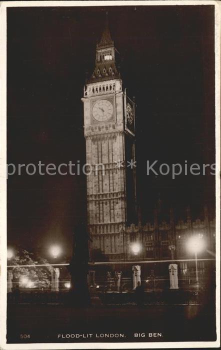 London Big Ben Flood Lit
