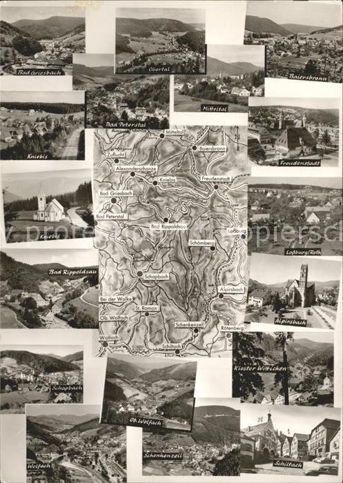 Baiersbronn Schwarzwald bis Schiltach Ortenaustaedtchen Gebietskarte