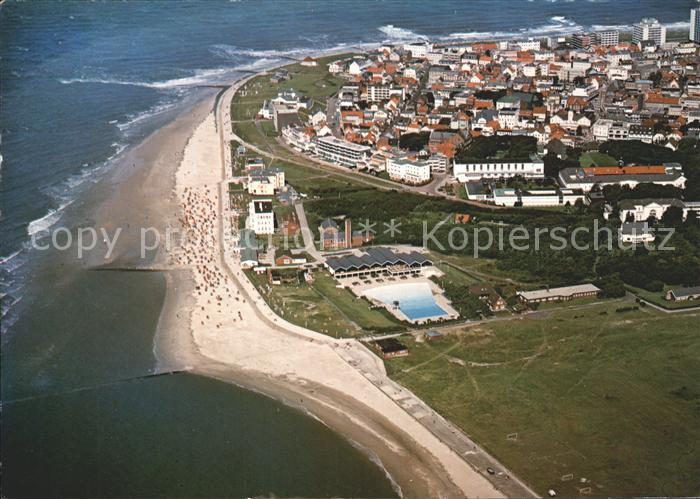 Norderney Nordseebad Fliegeraufnahme mit Weststrand
