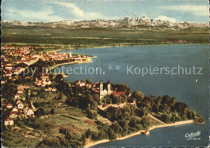 Friedrichshafen Bodensee Schlosskirche Alpen Fliegeraufnahme