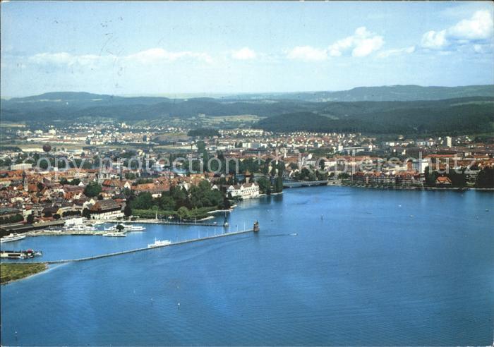 Konstanz Bodensee Hafeneinfahrt und Konzil Fliegeraufnahme