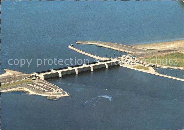 Toenning Nordseebad Eidersperrwerk mit Abschlussdamm Fliegeraufnahme