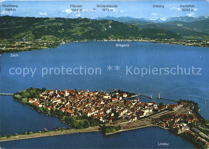 Lindau Bodensee Alpenpanorama Fliegeraufnahme