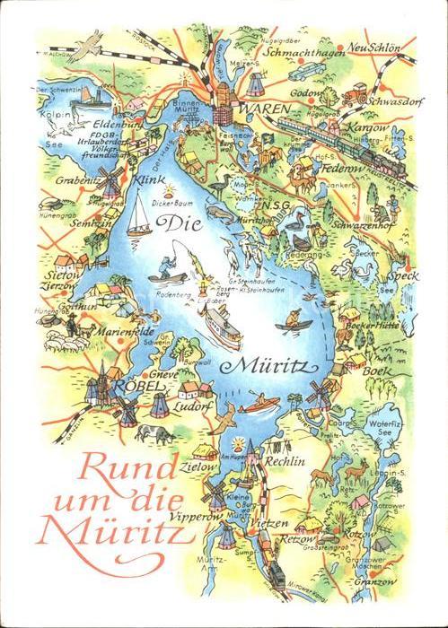 Mueritz Landkarte Vipperow Rechlin Roebel Klink Waren Neu-Schloen