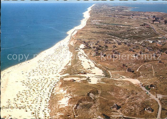 Hoernum Sylt Strand mit Kersigsiedlung Fliegeraufnahme