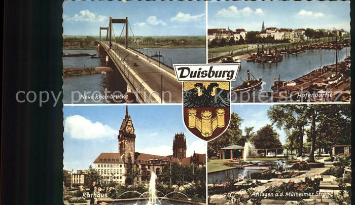 Duisburg Ruhr Neue Rheinbruecke Hafenpartie Rathaus Anlagen Muelheimer Strasse