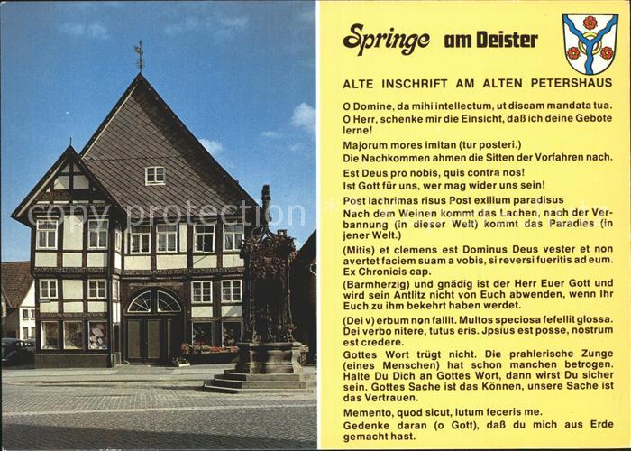 Springe Deister Altes Petershaus Inschrift
