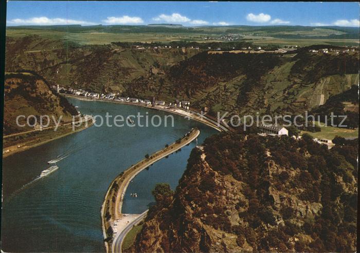 St Goar Fliegeraufnahme Rheintal und Loreley