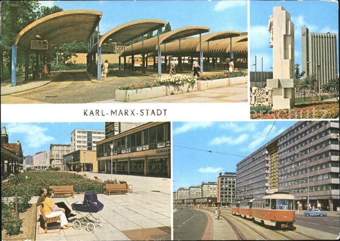 Karl-Marx-Stadt CHEMNITZ Busbahnhof Karl Marx Allee Ensemble Lobgedichte Rosenho