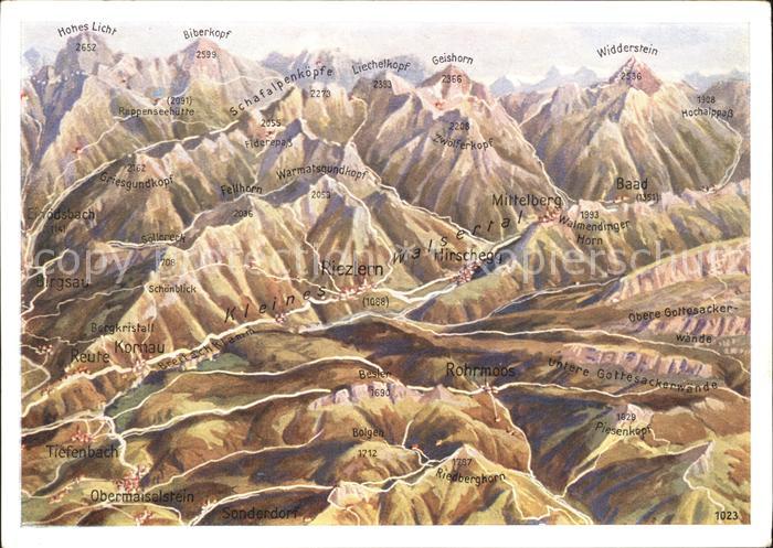 Riezlern Kleinwalsertal Vorarlberg Panoramakarte Biberkopf Widderstein Hohes Lic
