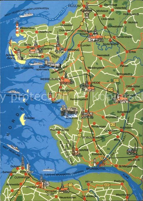 Westerhever Panoramakarte Cuxhaven Schwabstedt Wesserburen