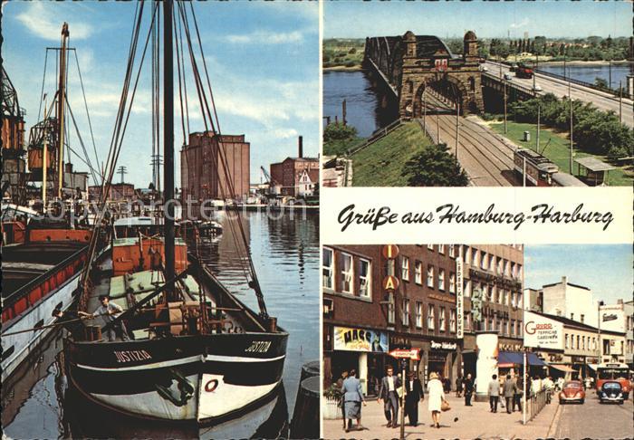 Harburg Hamburg Hafen Boote Bruecke Strassenbahn Strassenansicht