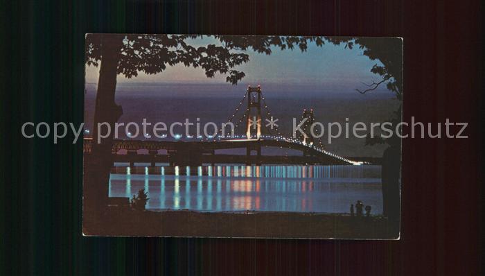 Michigan The Mackinac Bridge at Night