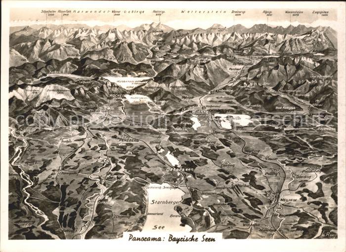 Starnbergersee mit Walchensee Kochelsee Staffelsee Riegsee Osterseen Panoramakar