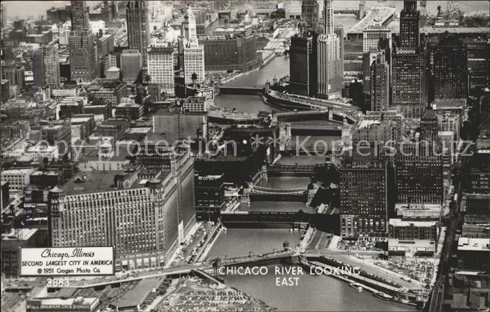 Chicago Illinois Fliegeraufnahme River Looking East