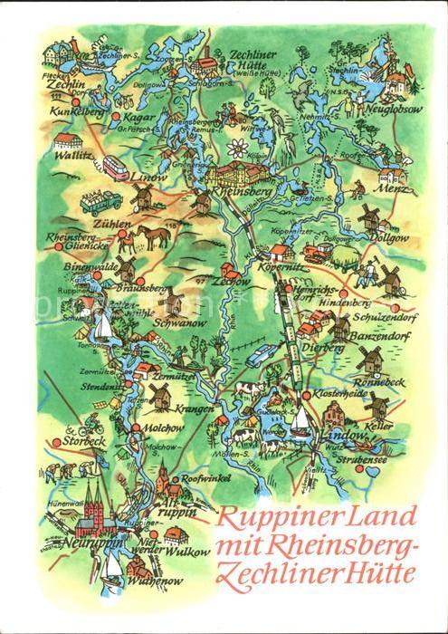 Rheinsberg Panoramakarte Zechliner Huette Walitz Krangen Molchow