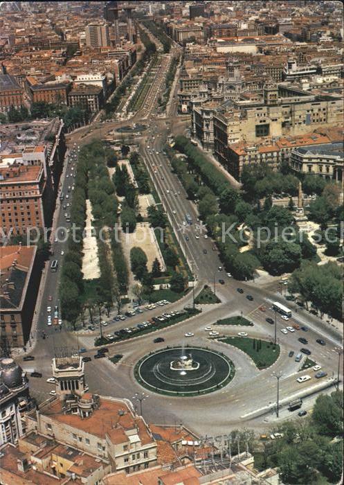 Madrid Spain Neptuno Fontain Cibeles Fliegeraufnahme