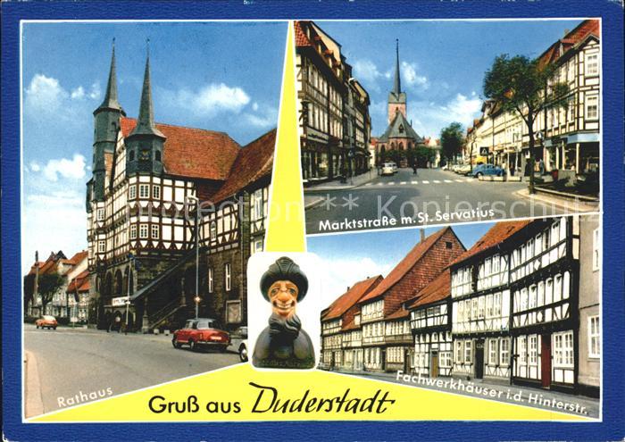 Duderstadt Niedersachsen Rathaus Marktstrasse St Servatius Fachwerkhaeuser Hinte