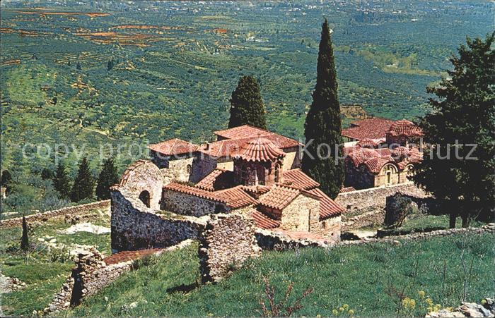 Griechenland Greece Mystras alte Steinhaeuser