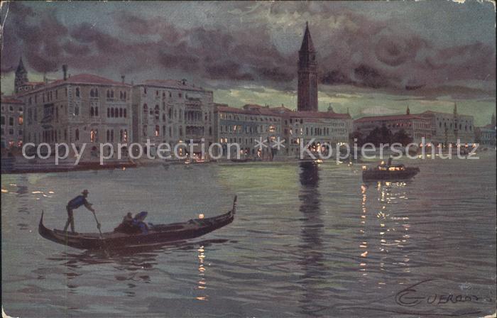 Venezia Venedig Canal Grande am Abend Kuenstlerkarte