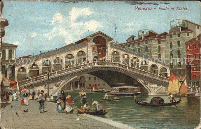 Venedig Venezia Ponte di Rialto Kuenstlerkarte