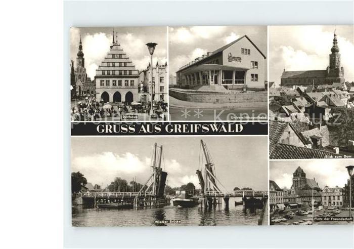 Greifswald Mecklenburg Vorpommern Rathaus Dom Platz Freundschaft Wicker Bruecke