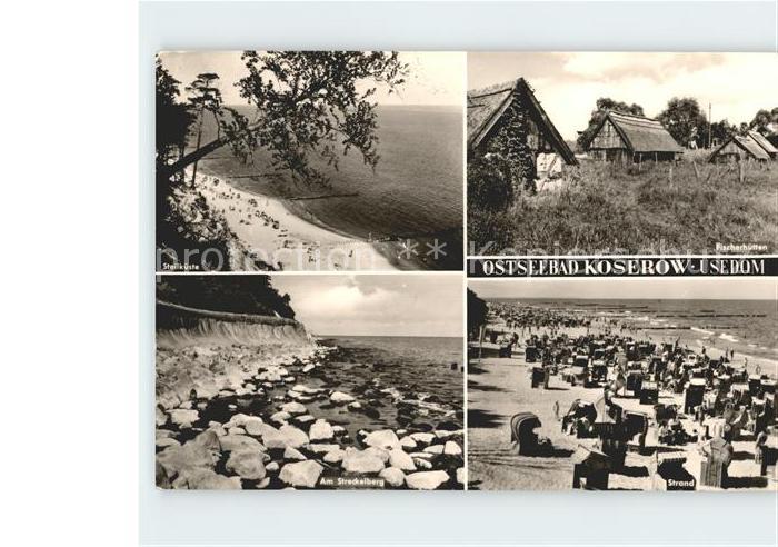 Koserow Ostseebad Usedom Strand Fischerhuetten Steilkueste Streckelberg