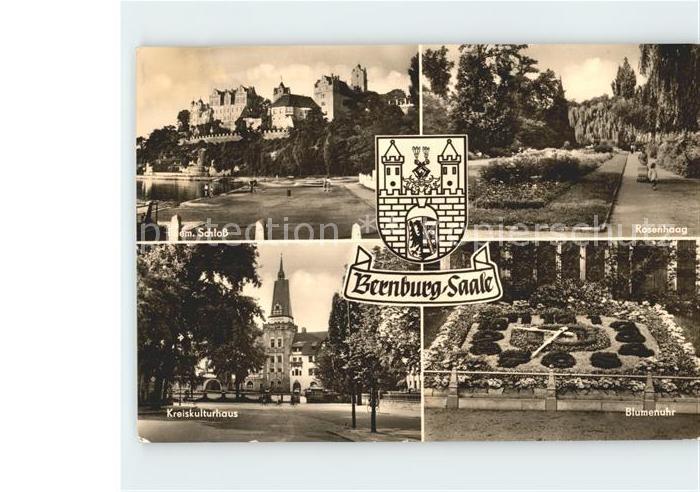 Bernburg Saale Schloss Kreiskulturhaus Blumenuhr Rosenhaag