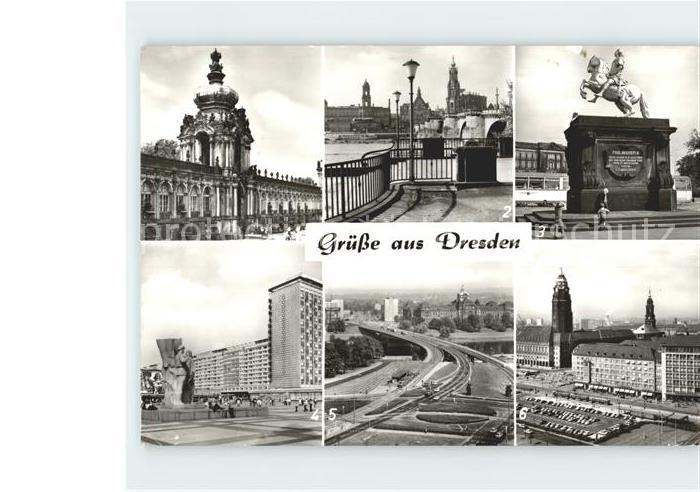 DRESDEN Elbe Kronentor Zwingers Terrassenufer Goldener Reiter Prager Strasse