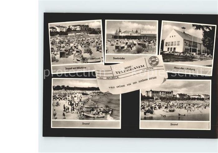 Ahlbeck Ostseebad Reise Telegramm Strand Milchbar Seebruecke Haus der Erholung