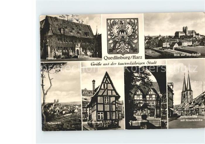 Quedlinburg Harz Rathaus Schloss Poelkenstrasse Nicolaikirche Finkenherd