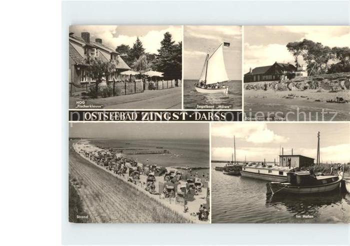 Zingst Ostseebad HOG Fischerklause Strand Hafen Segelboot Moewe