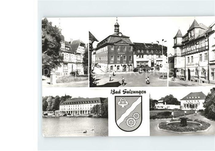 Bad Salzungen Kurbuecherei Markt Rathaus Hennenberger Haus Kurhaus Burgsee