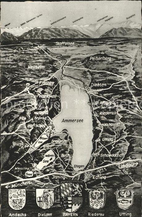 Ammersee Panoramakarte Riederau Utting Schondorf Stegen