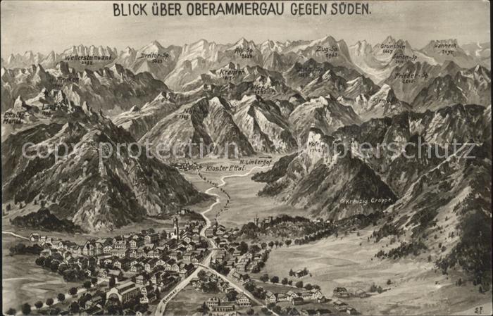 OBERAMMERGAU Bayern Kloster Ettal Wettersteinwand Zugspitze