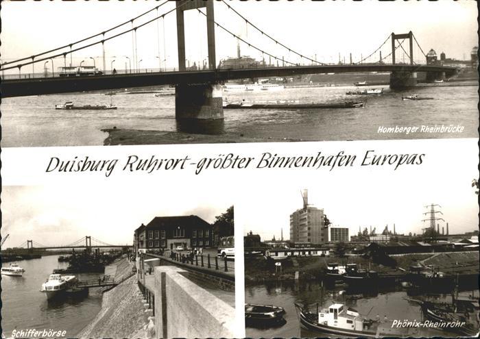 Duisburg Ruhr Binnenhafen Homberger Rheinbruecke Phoenix-Rheinrohr Schiffsboerse