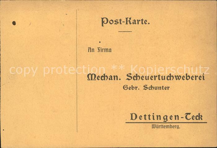 Dettingen Teck Geschaeftskarte Scheuertuchweberei