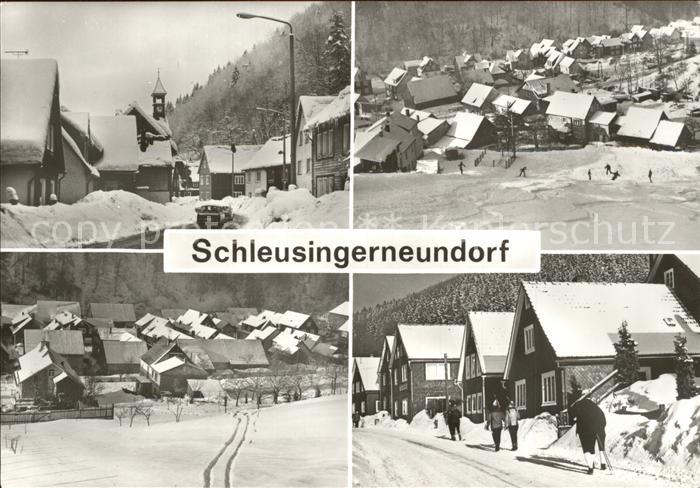 Schleusingerneundorf Skispuren Kirche Ski