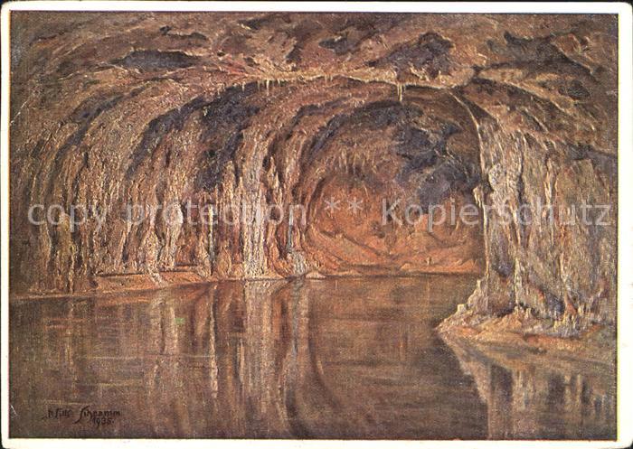 Saalfeld Saale Feengrotten Linke Quellgrotte Kuenstlerkarte
