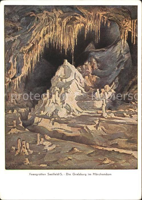 Saalfeld Saale Feengrotten Gralsburg Maerchendom Kuenstlerkarte