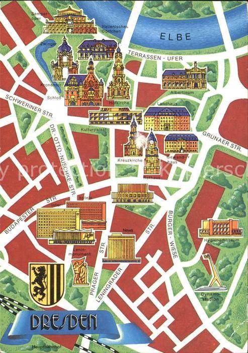 DRESDEN Elbe Terrassen Ufer Grunaer Strasse Schweriner Strasse Leningrader