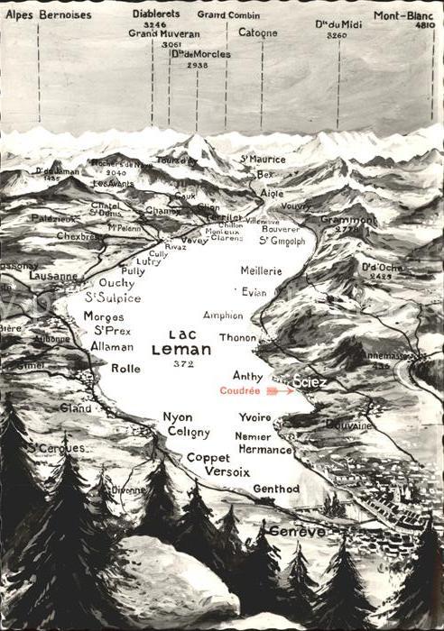 Sciez Panoramakarte Lac Leman Nyon Celigny An