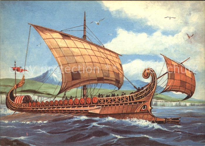 Kuenstlerkarte R. Swoboda Wikingerschiff
