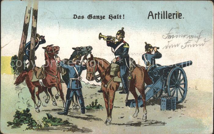 Artillerie Geschuetze Pferde Soldaten WK1 Litho