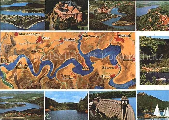 Edersee Halbinsel Scheid Schloss Waldeck Sperrmauer Niederwerbe