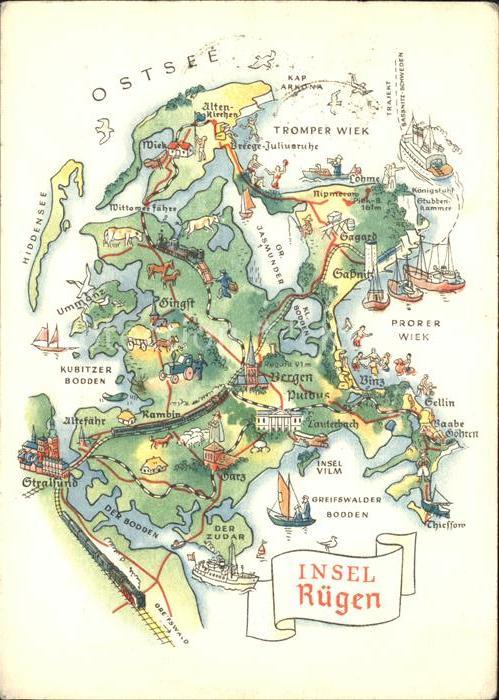 Insel Ruegen Landkarte Insel Vilm Bergen Putbus Rambin Altefaehr