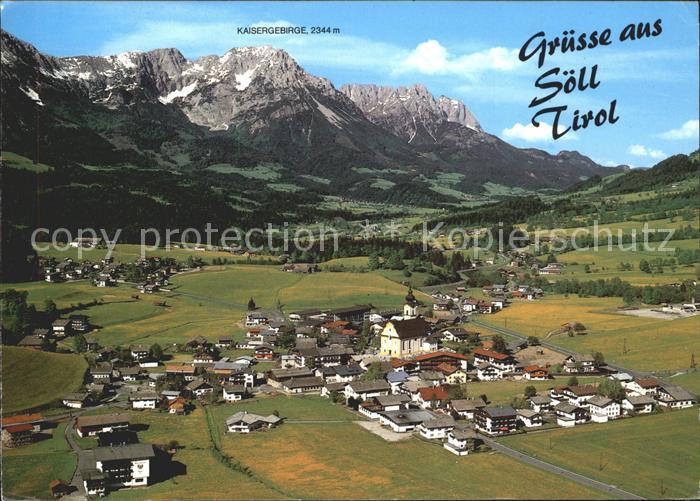 Soell Tirol Fliegeraufnahme mit Kaisergebirge
