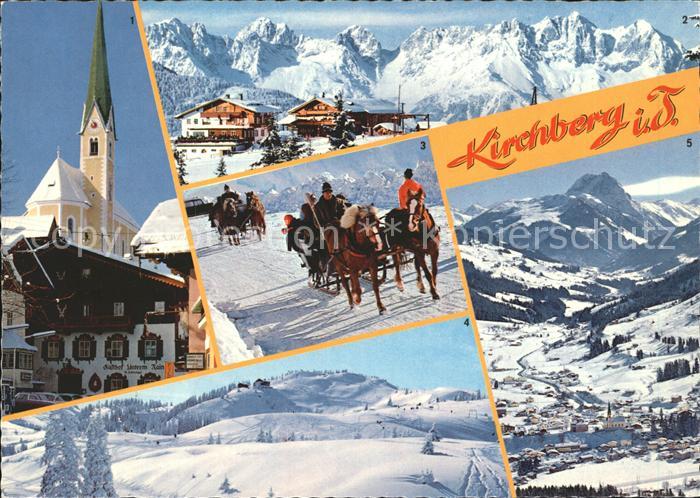 Kirchberg Tirol Strassenansicht Alengasthof Maierl Wilden Kaiser Schlittenfahrt