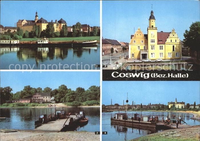 Coswig Sachsen Schloss Elbfaehre Rathaus Elbe